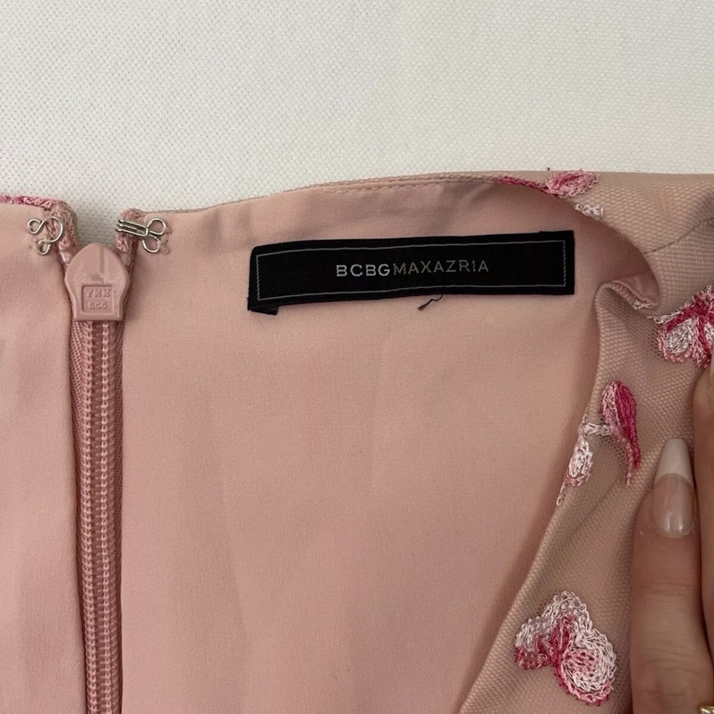 BCBG Maxazria Formal Dress 8 Pink Floral Embroidery Long Sexy Princess Prom - Picture 15 of 16